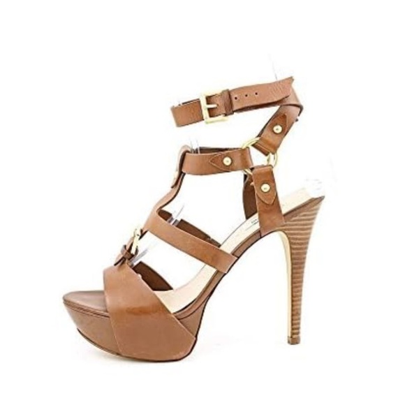 GUESS Ormandi Platform Gladiator Women's Heels sandals Brown leather Y2K 9.5M - Picture 1 of 9